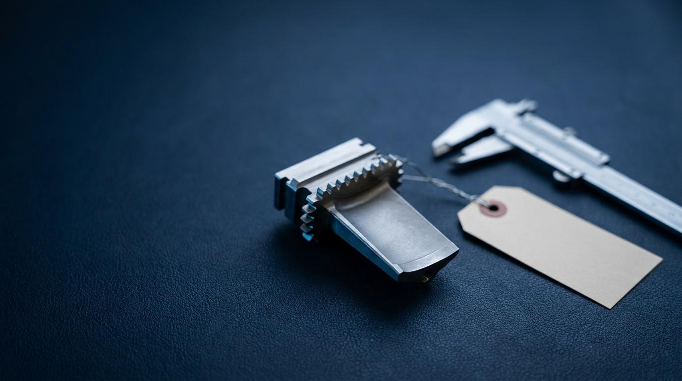 Precision aviation component prepared for identification and measurement